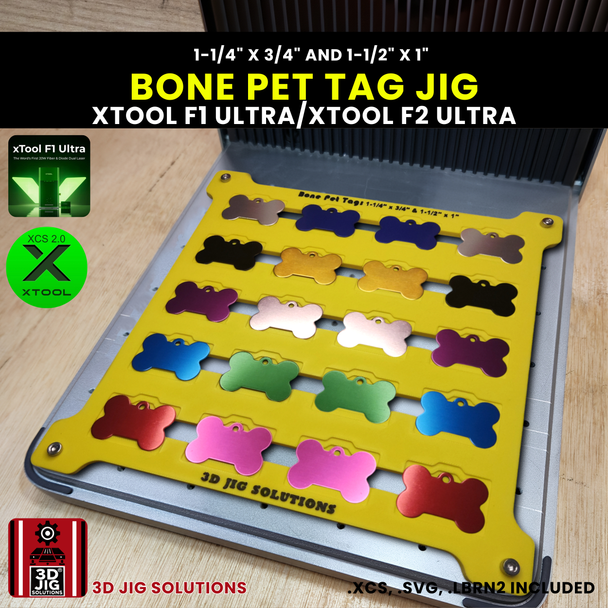 xTool F1 Ultra bone pet tag laser jig