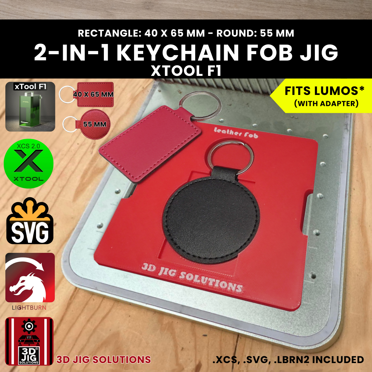 xTool F1 leather keychain laser jig