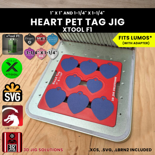 Laser jig for xTool F1 heart pet tags