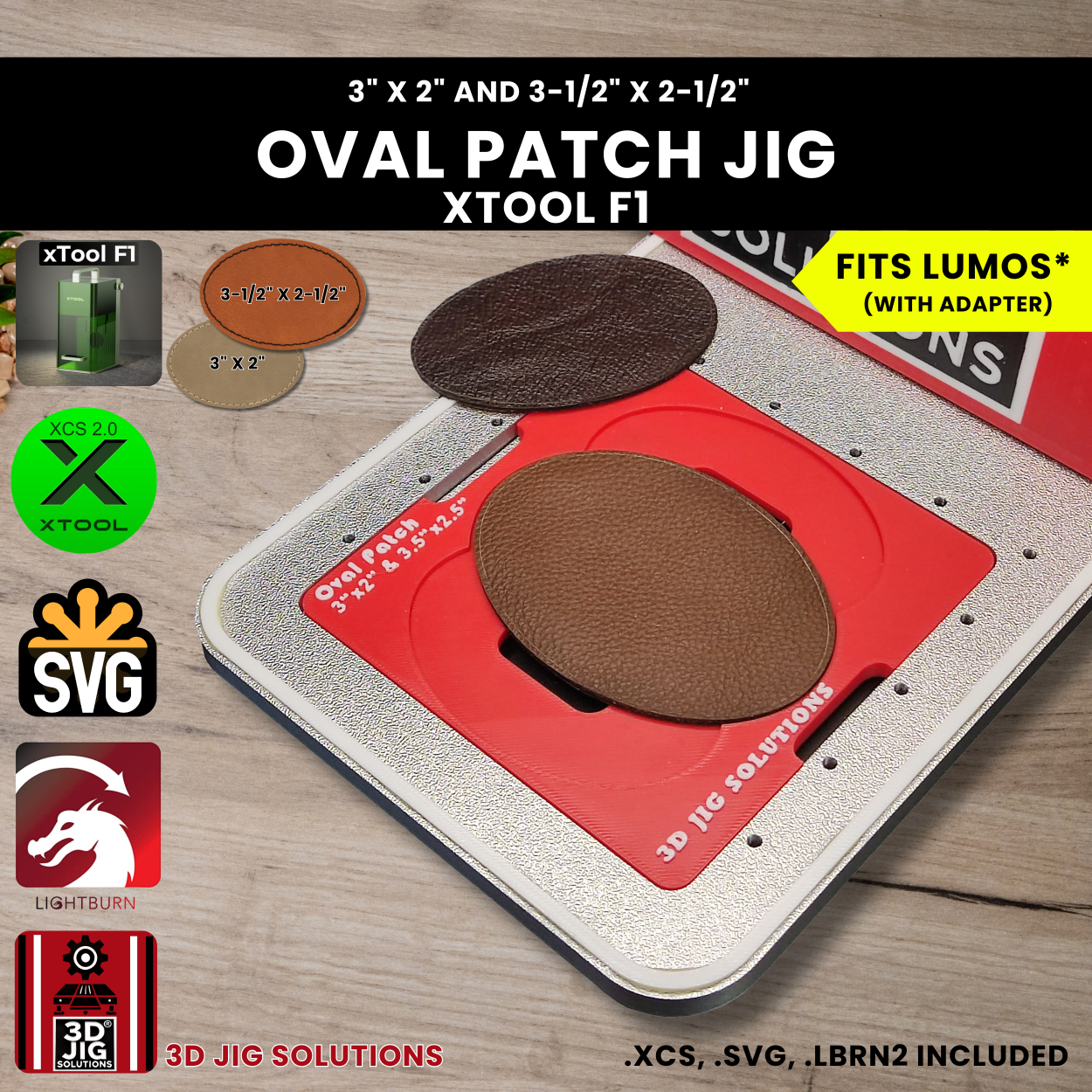 xTool F1 oval leather hat patch laser jig