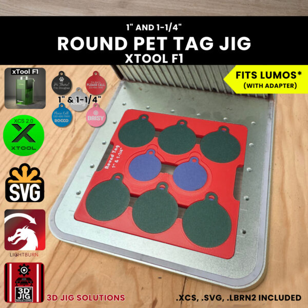 Laser jig for xTool F1 round pet tags