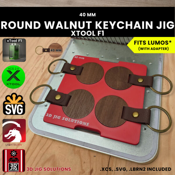 xTool F1 round walnut keychain laser jig