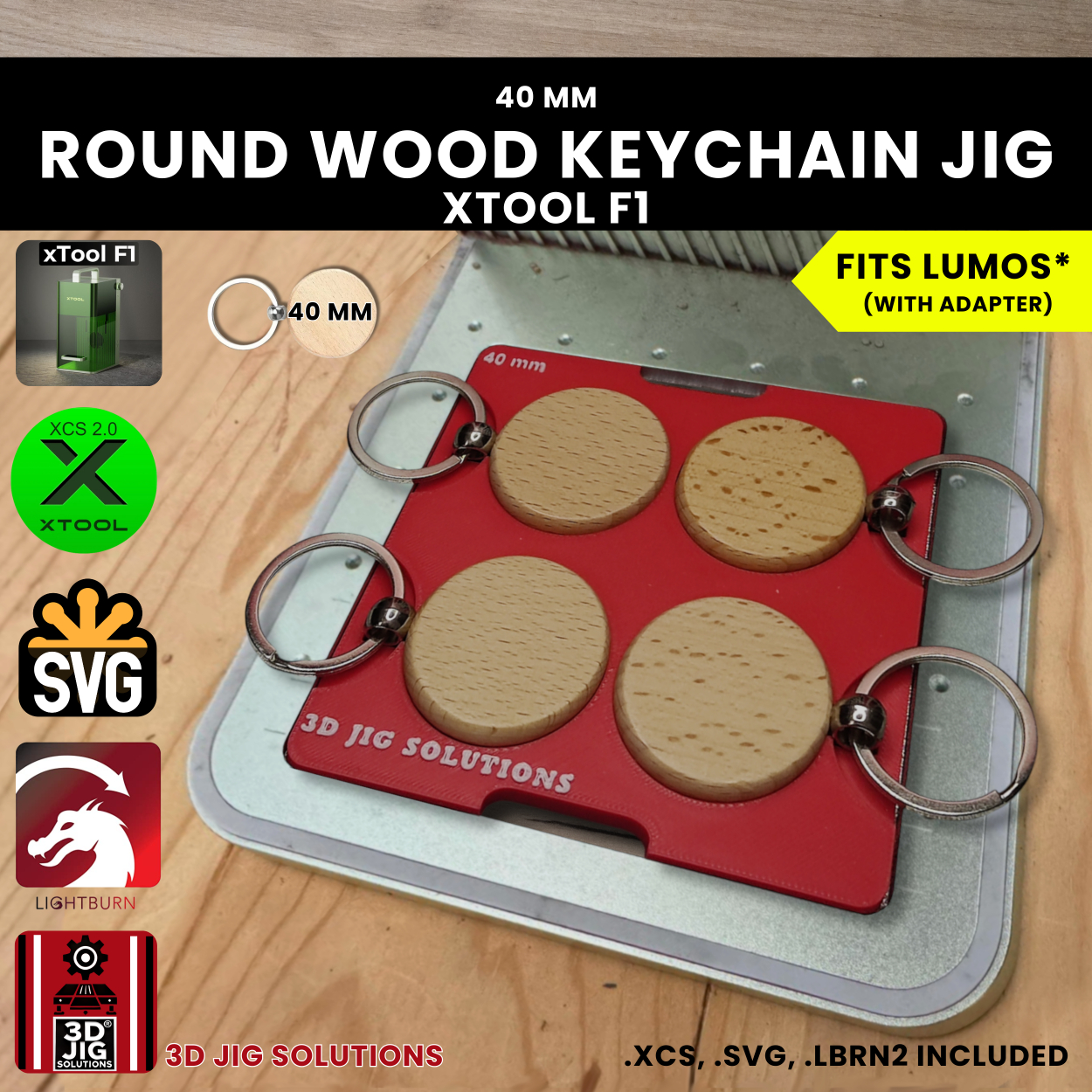 xTool F1 round wood keychain laser jig