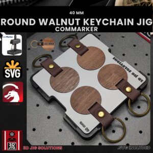 ComMarker laser jig for round walnut keychains