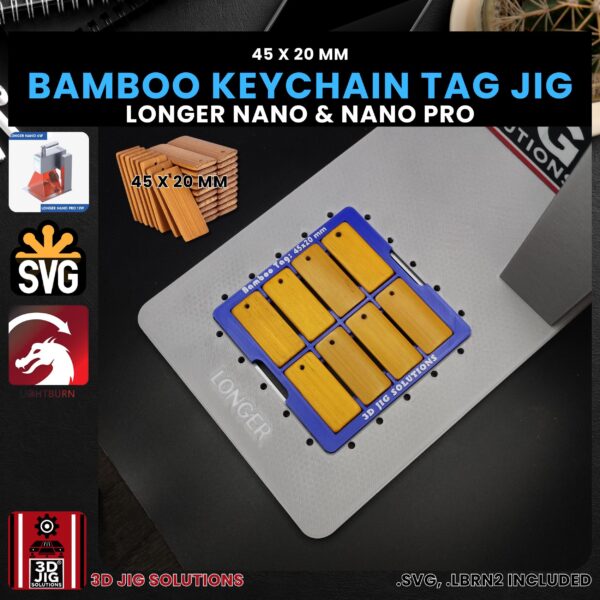 Longer Nano Pro Laser Jig for Bamboo Keychains, Wood Name Plates & Snack Alignment