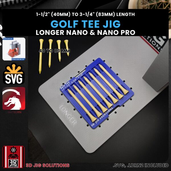 Longer Nano Pro Laser Jig for Golf Tees - Fits All Lengths, Golf Ball Holder Template