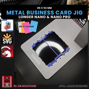 Longer Nano Pro Laser Jig for Metal Business Cards - Anodized Aluminum Card Template