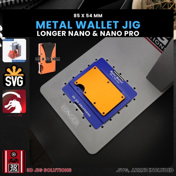 Longer Nano Pro Laser Jig for Metal Wallets - Ridge & RFID Wallet Template