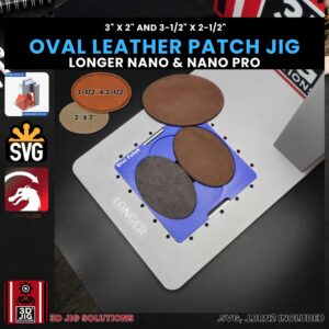 Longer Nano Pro Laser Jig for Oval Leather Hat Patches - Laserable Leatherette Template
