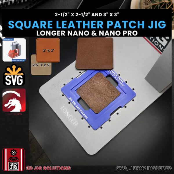 Longer Nano Pro Laser Jig for Square Leather Hat Patches - Laserable Leatherette Template