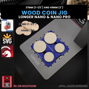 Longer Nano Pro Laser Jig for Wood Coins & Challenge Coins