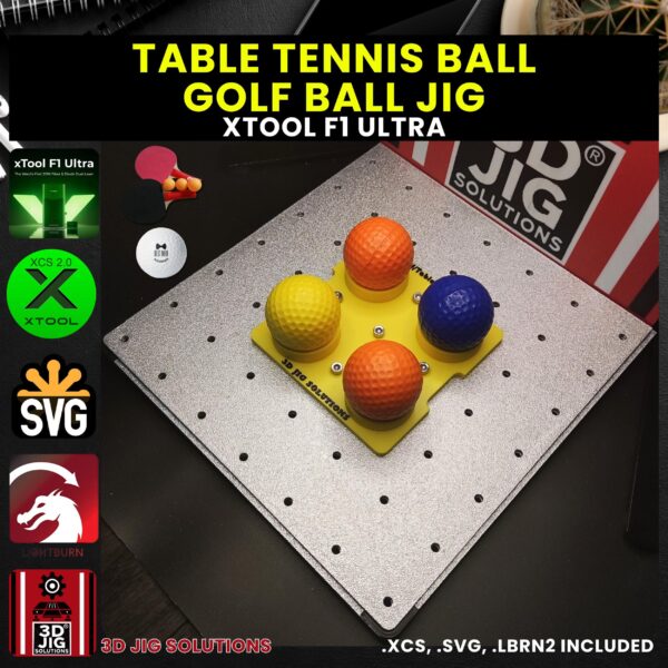 xTool F1 Ultra Laser Jig for Golf Balls - Table Tennis (Ping Pong) Ball Template