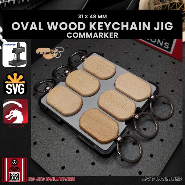 ComMarker laser jig for rounded rectangle bamboo keychains
