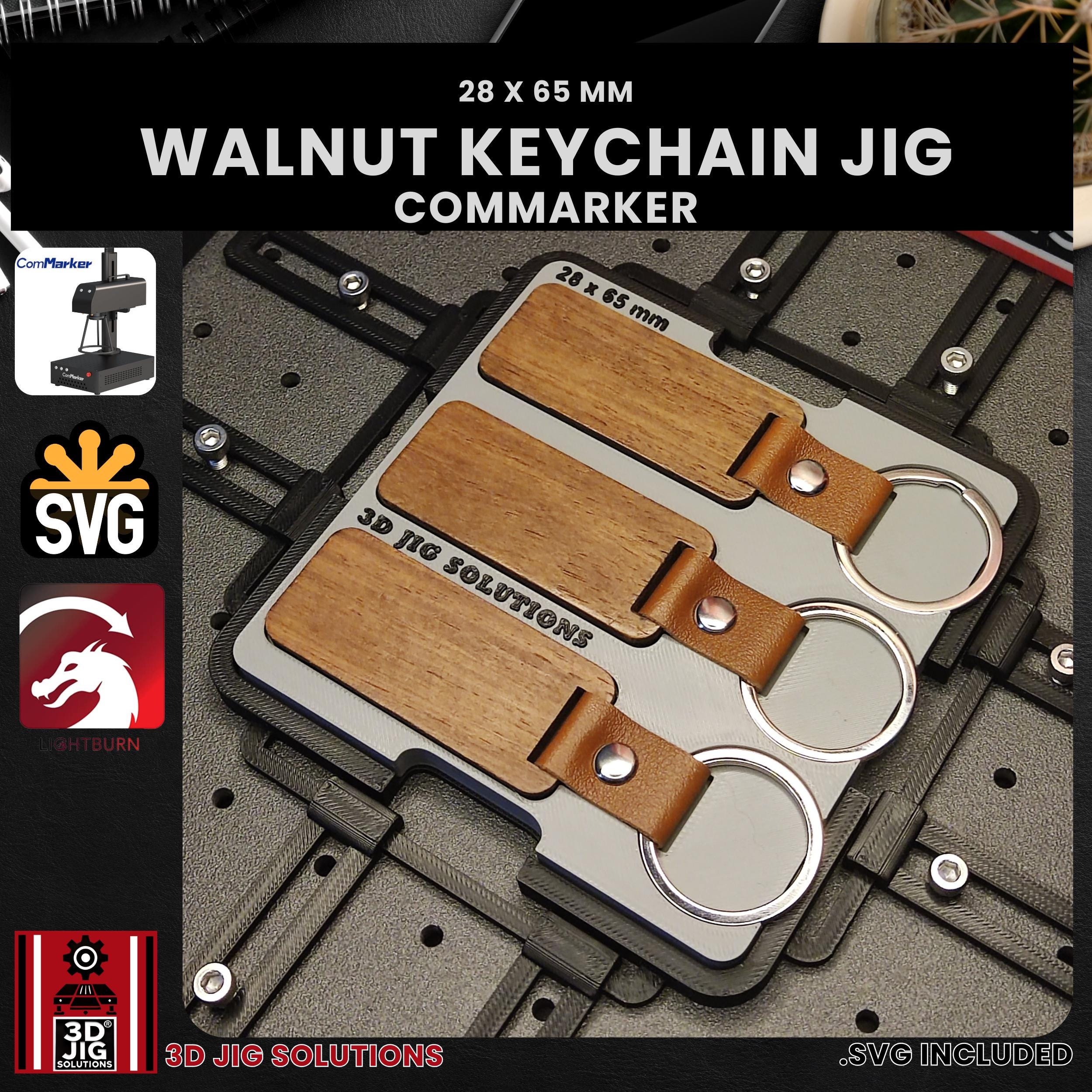 ComMarker laser jig for walnut keychains