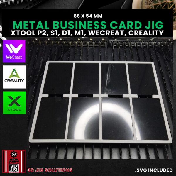 Laser jig for metal business cards