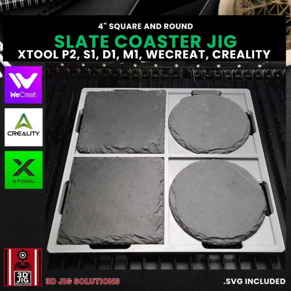 Slate coaster engraving jig xTool WeCreat Creality