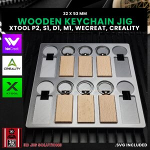 Laser jig for rectangle wood keychains