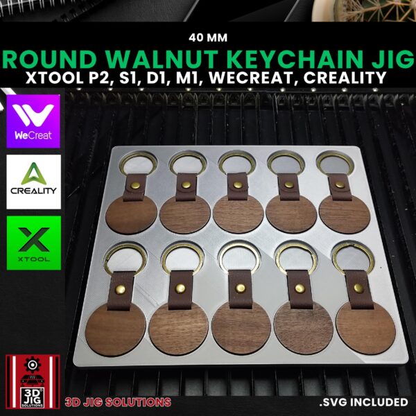 Wood key ring engraving jig xTool WeCreat Creality