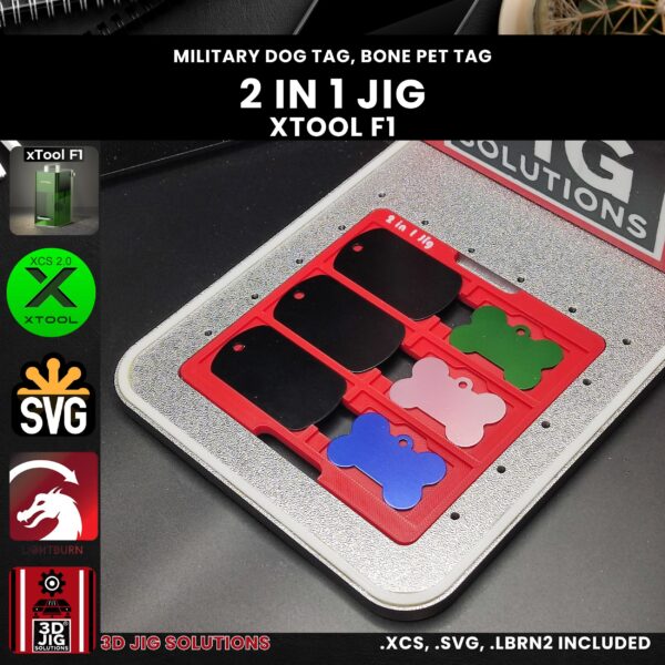 xTool F1 2-in-1 pet tag military dog tag laser jig