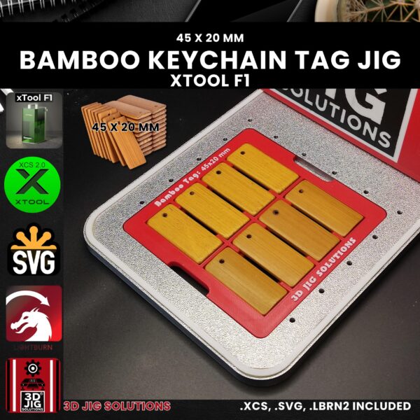xTool F1 bamboo keychain tag laser jig