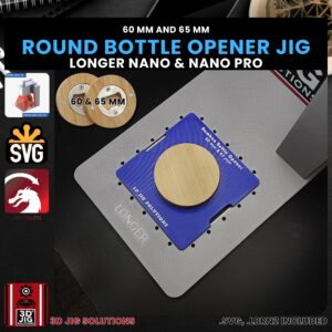 Longer Nano Pro Laser Jig for Beer Bottle Openers - Round Magnetic Bamboo Wood Fixture