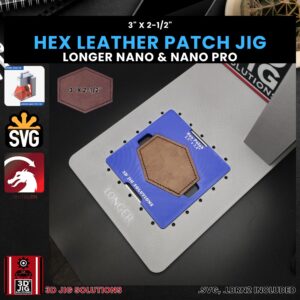 Longer Nano Pro Laser Jig for Hex Leather Hat Patches - Laserable Leatherette Template