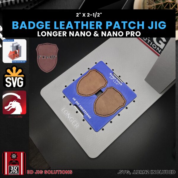 Longer Nano Pro Laser Jig for Badge Leather Hat Patches - Laserable Leatherette Template