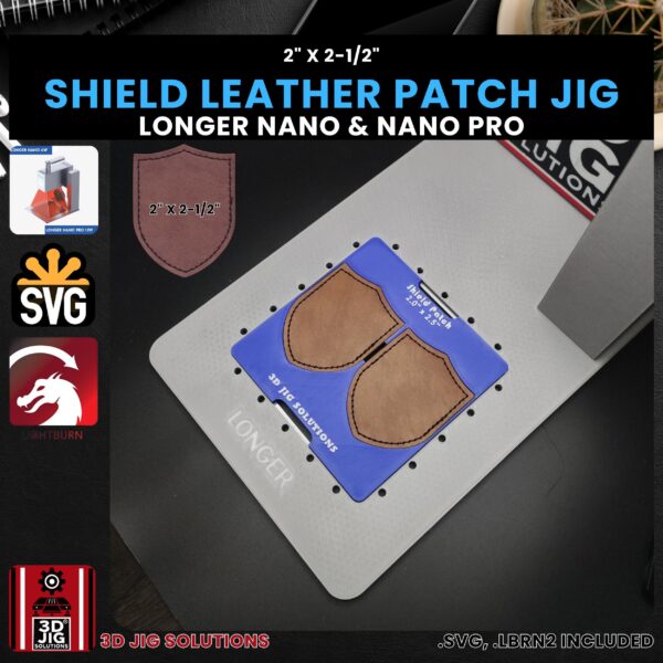 Longer Nano Pro Laser Jig for Shield Leather Hat Patches - Laserable Leatherette Template