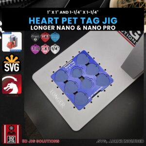 Longer Nano Pro Laser Jig for Heart Pet Tags - Metal Heart Shaped Pet ID Tag Template