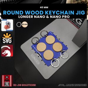 Longer Nano Pro Laser Jig for Wood Keychains - Round Bamboo Keyring Template