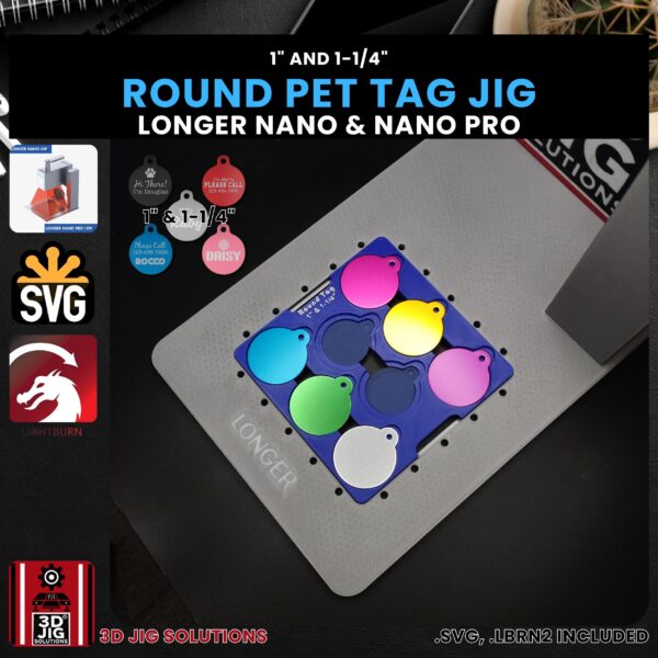 Longer Nano Pro Laser Jig for Round Pet Tags - Metal Pet ID Tag Template