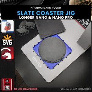 Longer Nano Pro Laser Jig for Slate Coasters - 4-Inch Round & Square Template