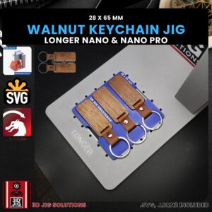 Longer Nano Pro Laser Jig for Walnut Keychains - Rectangle Wood Keychain Template