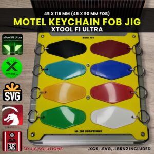 xTool F1 Ultra Laser Jig for Motel Key Fobs - Retro Keychains Template