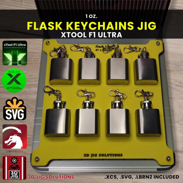 xTool F1 Ultra flask keychain laser jig