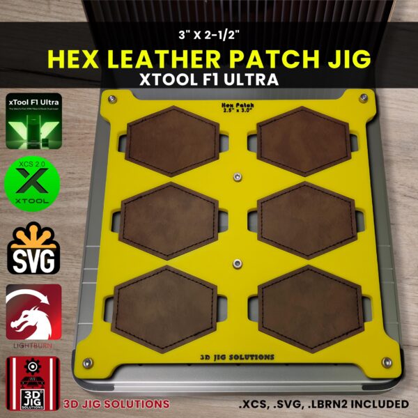 xTool F1 Ultra Laser Jig for Hex Leather Hat Patches - Laserable Leatherette Template