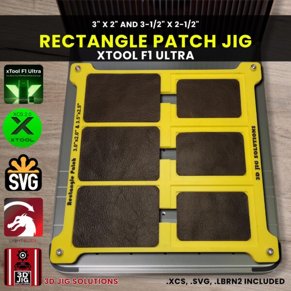 xTool F1 Ultra Rectangle Hat Patch Jig | Leatherette Template - Image 2