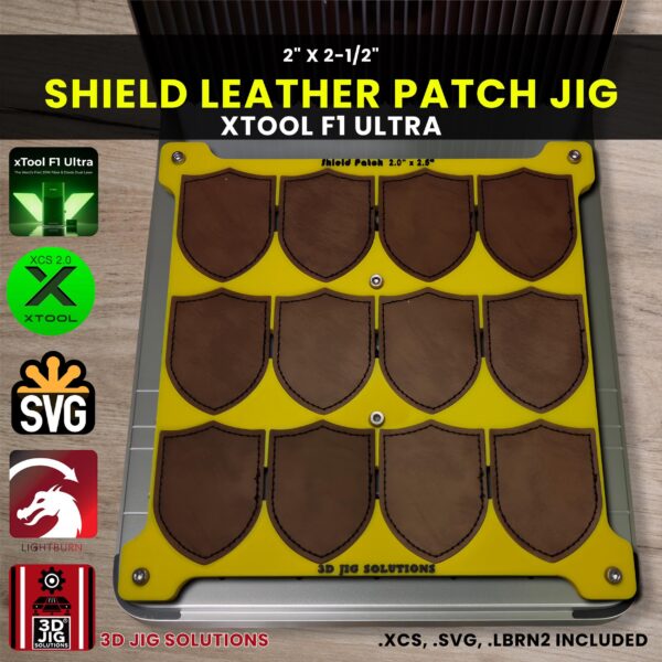 xTool F1 Ultra Laser Jig for Shield Leather Hat Patches - Laserable Leatherette Template