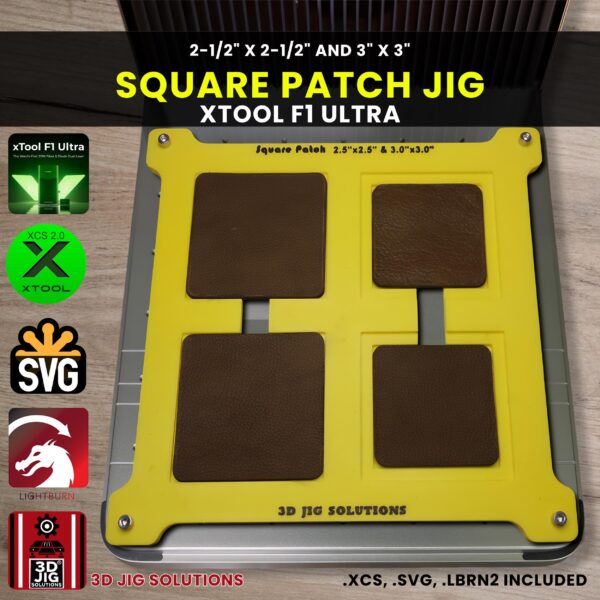 xTool F1 Ultra Laser Jig for Square Leather Hat Patches - Laserable Leatherette Template