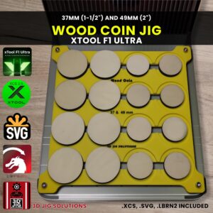 xTool F1 Ultra Laser Jig for Wood Coins - Challenge Coins & Wood Nickels Template