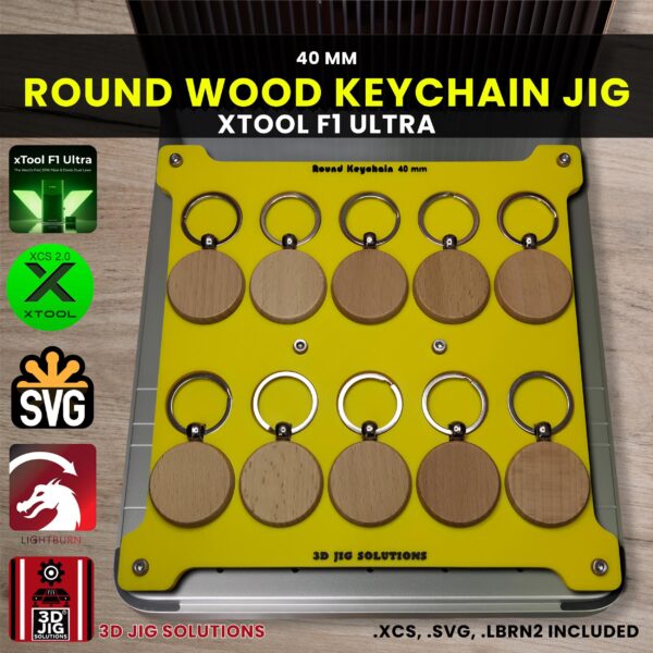 xTool F1 Ultra Laser Jig for Wood Keychains - Round Bamboo Keyring Template
