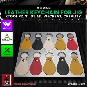 Laser jig for leather keychains