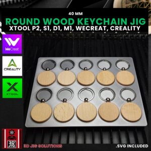 Laser jig for round wood keychains