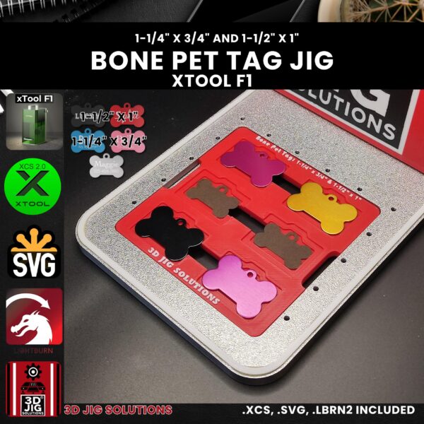 xTool F1 bone pet tag laser jig