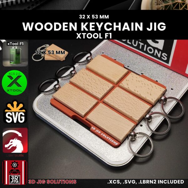 xTool F1 laser jig for bamboo keychains