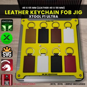 xTool F1 Ultra Laser Jig for Leather Keychains - Rectangle PU & Faux Leather Key Fob Template