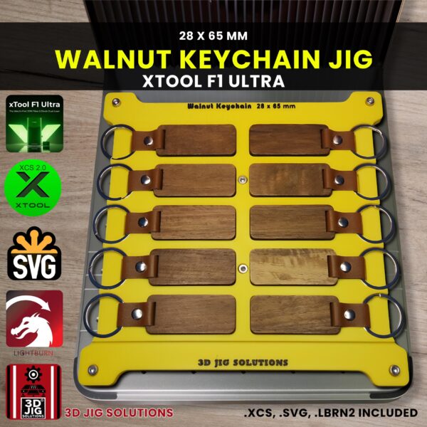 xTool F1 Ultra Laser Jig for Walnut Keychains - Rectangle Wood Keychain Template