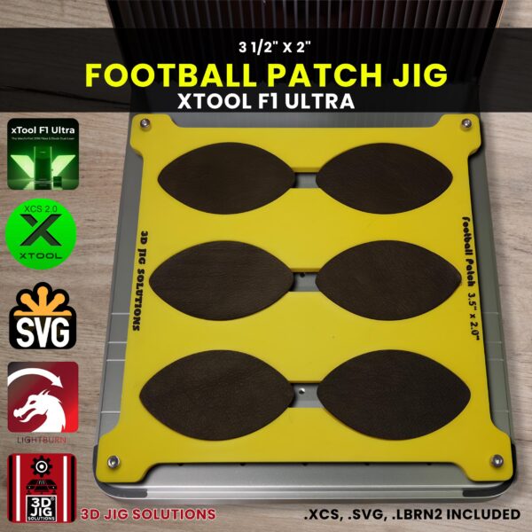 xTool F1 Ultra Laser Jig for Football Leather Hat Patches - Laserable Leatherette Template
