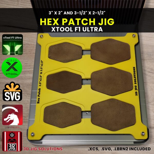 xTool F1 Ultra Laser Jig for Hex Leather Hat Patches - Laserable Leatherette Template