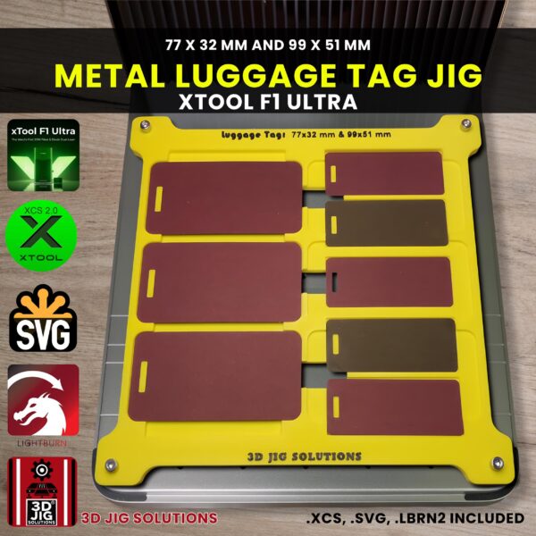 xTool F1 Ultra Laser Jig for Metal Luggage Tags - Anodized Aluminum Tag Template
